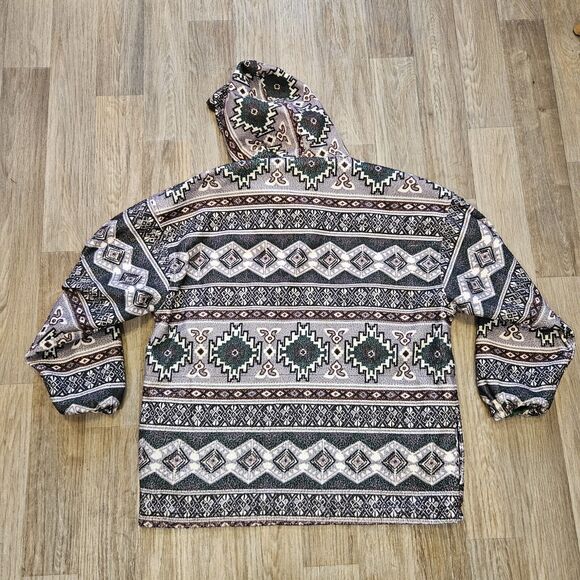 Vtg Casual Club Aztec Southwestern Jacket Mens L Reversible Windbreaker Fleece - Picture 6 of 10